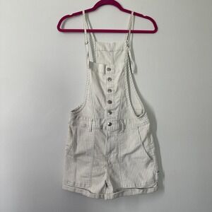 Celebrity Pink Blue White Striped Denim Shortalls S Retro Coastal Summer Fun